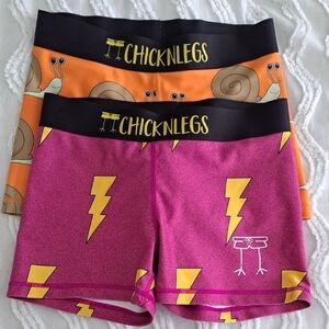 2 Pack ChicknLegs Snail/ Lightning Bolt Shorts Size Xs